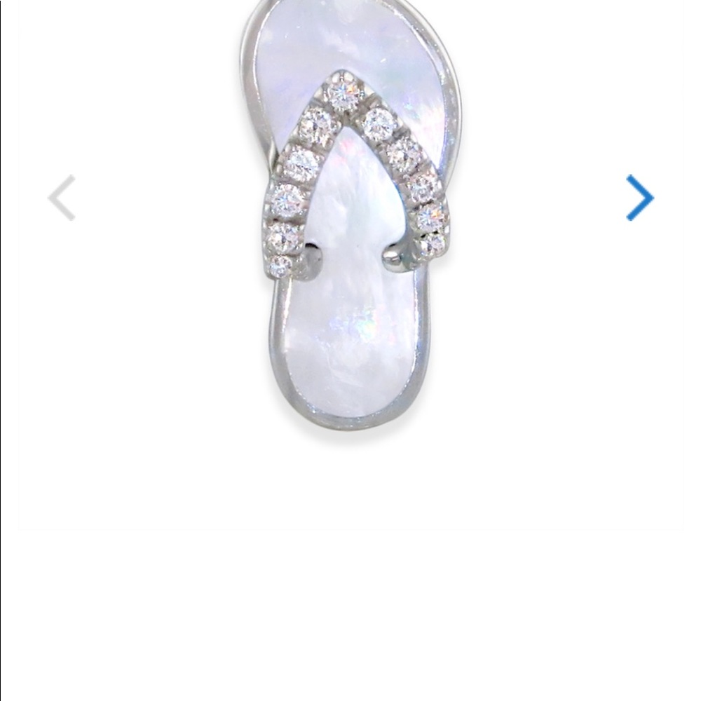 14k white/pearl/diamond flip flop pendant